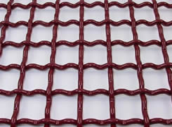 A Piece of Single Wire Crimped Type of Woven Vibrating Screen Mesh in Red Color.